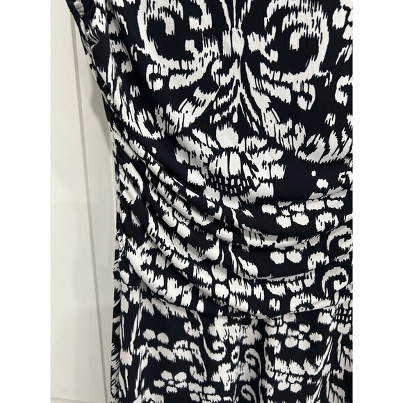 En Focus Studi Ruched Waist Black White Patterned Dress Size 12 - Picture 4 of 9